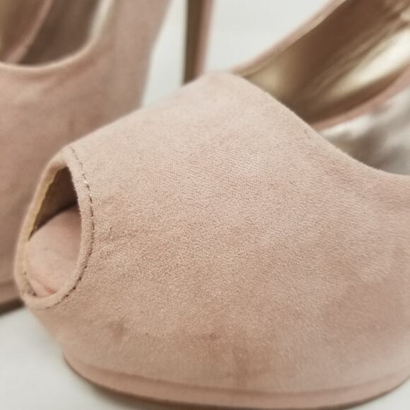 Charlotte Russe Pink Suede Platform Peep Heels 9 - Picture 4 of 12